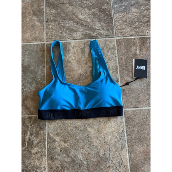 DKNY Scoop Neck Logo Bikini Swim Top Size Medium - Picture 2 of 9